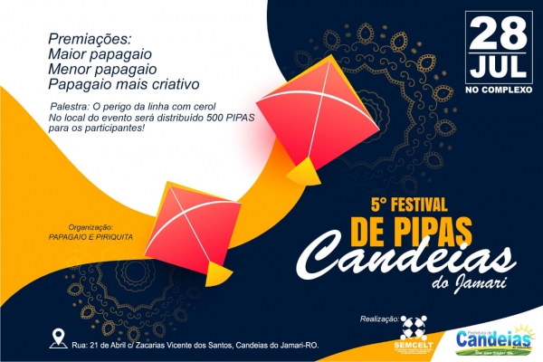 Prefeitura promove 5º Festival de Pipas em Candeias do Jamari