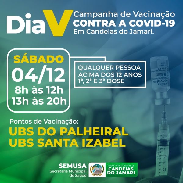 SEMUSA promove novo ‘Dia V’ de vacinação neste sábado (4)