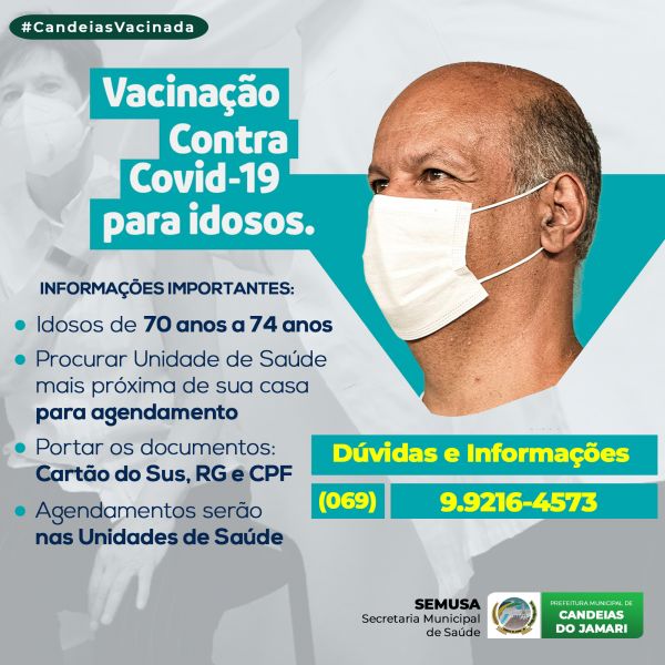 Prefeitura inicia vacinação de idosos com 70 até 74 anos a partir de segunda-feira