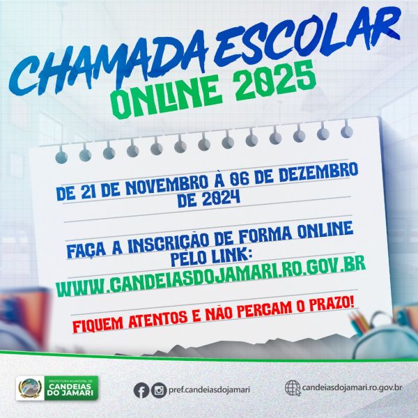 Secretaria Municipal de Educação disponibiliza link para inscrição na Chamada Escolar Online 2025