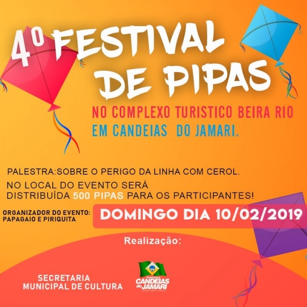 Prefeitura e Semcel promovem 4º Festival de Pipas